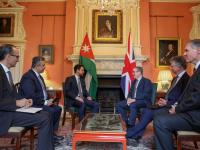 سمو الأمير الحسين بن عبدالله الثاني، ولي العهد، لدى لقائه رئيس الوزراء البريطاني السير كير ستارمر