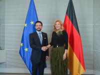 His Royal Highness Crown Prince Al Hussein meets with President of the German Bundestag Julia Klöckner in Berlin.