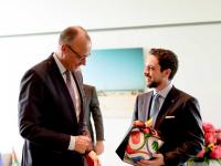 His Royal Highness Crown Prince Al Hussein and Germany Chancellor Friedrich Merz discuss enhancing cooperation and regional developments