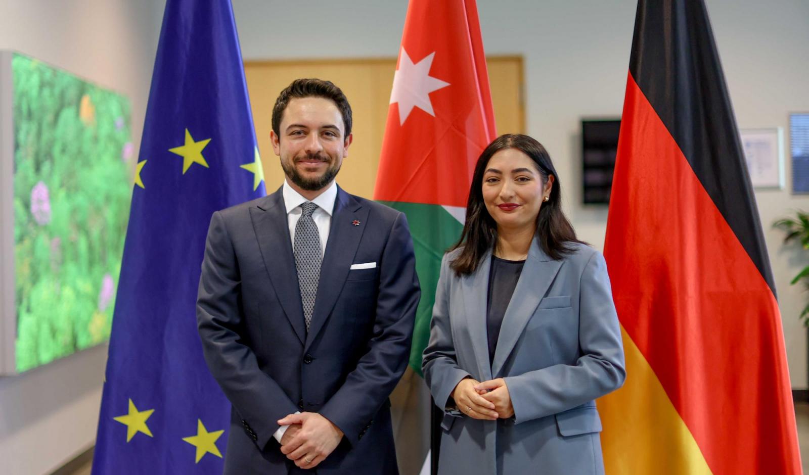 His Royal Highness Crown Prince Al Hussein meets with Germany’s Minister for Economic Cooperation and Development Reem Alabali Radovanin in Berlin