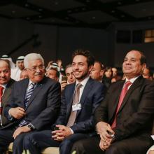 H.R.H Crown Prince Al Hussein Bin Abdullah with Abdel Fattah el-Sisi and Mahmoud Abbas at the WEF MENA