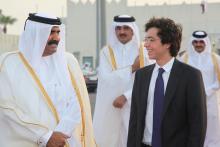 سمو الأمير الحسين بن عبدالله الثاني، ولي العهد،  والشيخ حمد بن خليفه آل ثاني أمير دولة قطر
