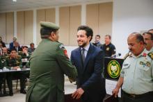 Deputizing for His Majesty King Abdullah Il , HRH Crown Prince Al Hussein Bin Abdullah attended the Royal Jordanian Defense college graduation ceremony. 