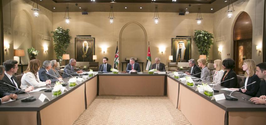 His Majesty King Abdullah II, accompanied by Crown Prince Al Hussein, receives NASA Administrator